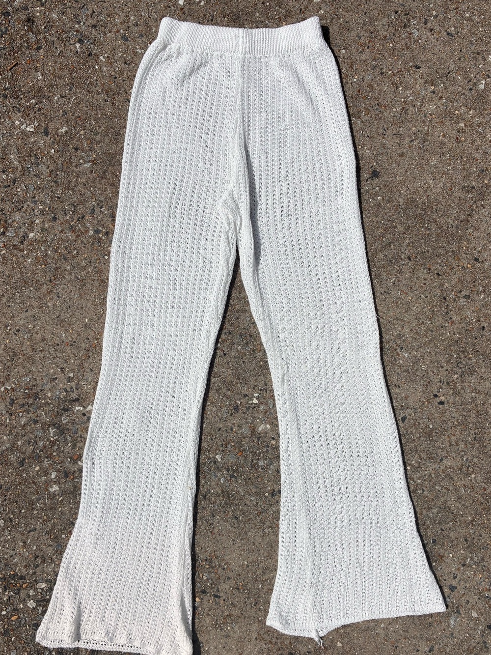 Women's White Knit Flare Pants